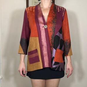 Ali Miles Multicolor Front Button Blouse Size Medium